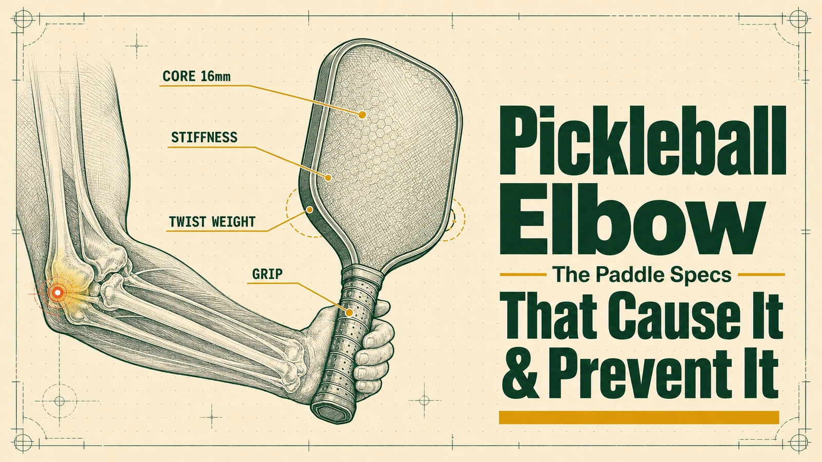 Pickleball Elbow: The Paddle Specs That Cause It and the Specs That Prevent It