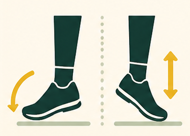 Ankle rocks pictogram with calf pulse arrows
