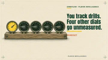 Engraved field-manual illustration of five round dials in a row on a wooden board, four dark and resting at zero while the leftmost reads bright yellow
